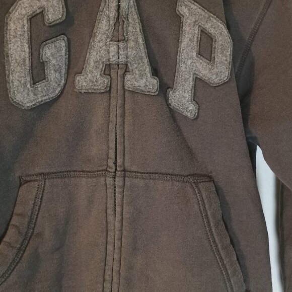 Gap Kids/Zip Hoodie/Kids M 8/Gray Textured Logo Pocket - Picture 5 of 7